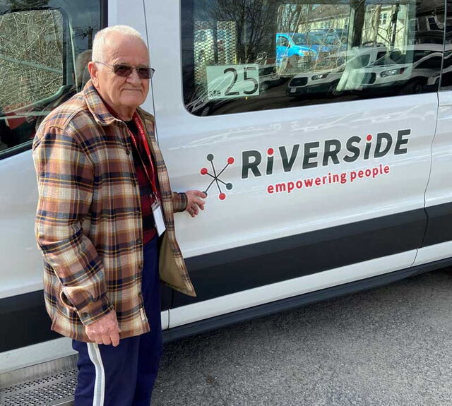 image of Fran Root with Riverside van