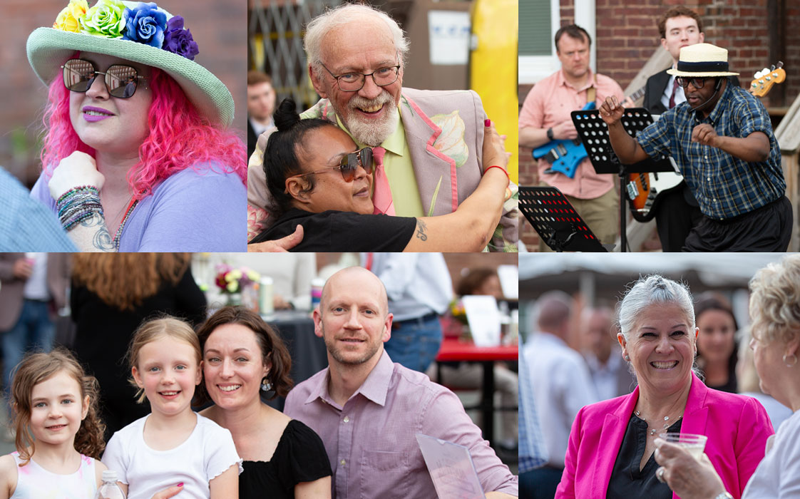 Collage of people enjoying the Riverside Auction